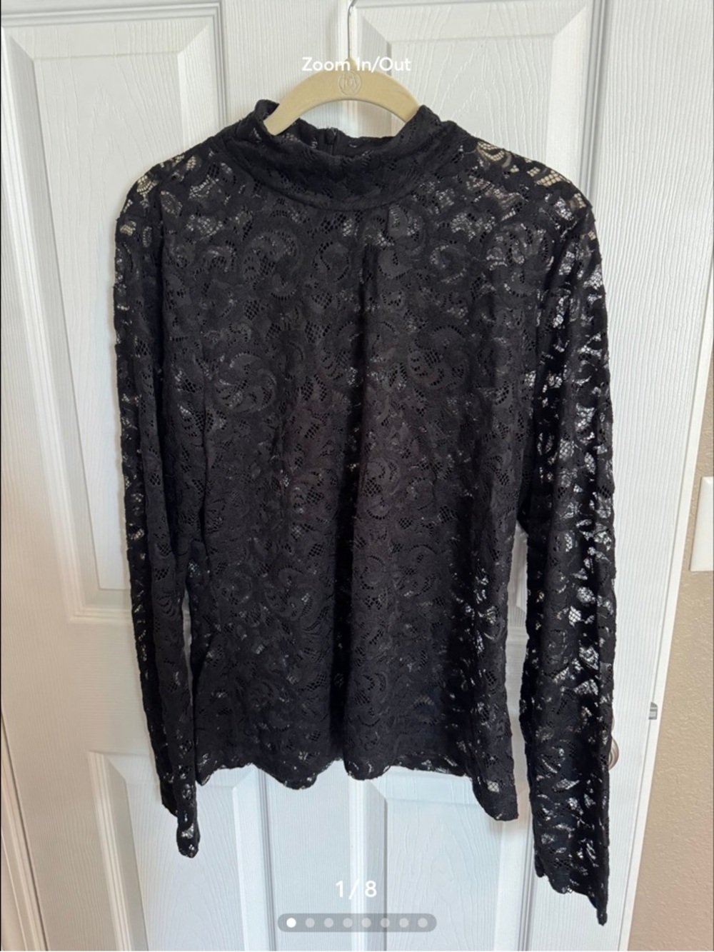 White House Black Market Black Floral Lace Long-Sleeve Top